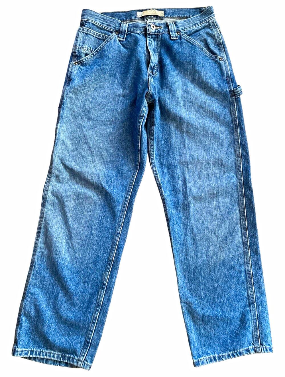 Vintage 90s Y2K Lee Men’s Carpenter Jeans Blue Medium Wash Denim Baggy 30 x 29